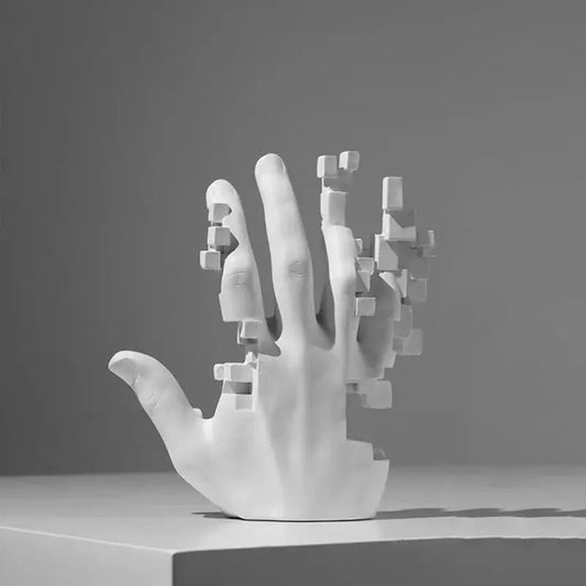 20cm Modern Decoration Mosaic Sculpture Hand Model Resin Abstract Figurine Home Desktop Decor Fashion Study Office Statue Furnish Wise