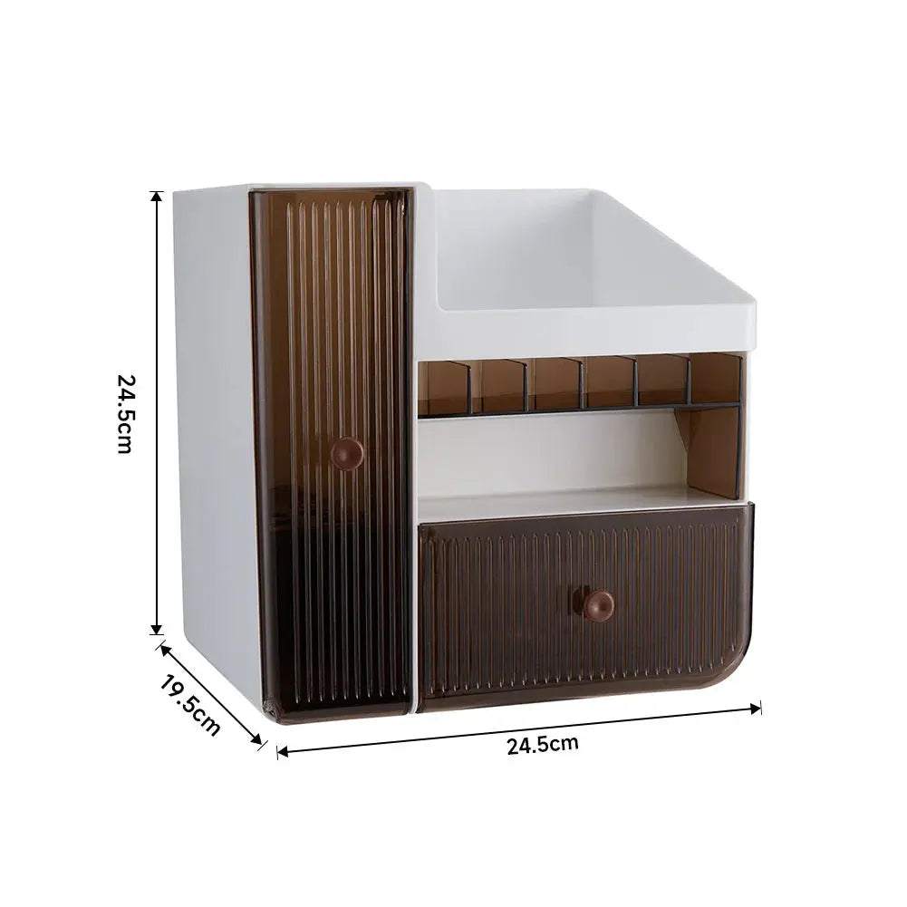 White Makeup Organizer with Semi Transparent Drawers Furnish Wise