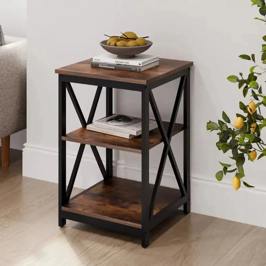 Brown Vintage Wooden Side Table End Table Wood Coffee Table Furnish Wise