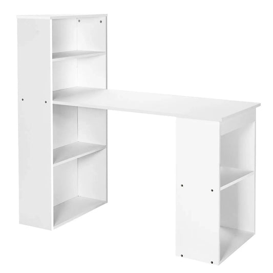GOFLAME Computer Desk Wooden PC Laptop Table Writing Workstation 6-Tier Storage Shelves Furnish Wise