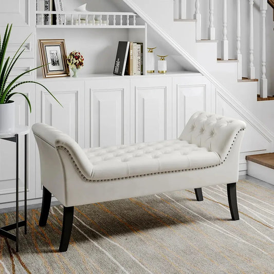Modern Design Velvet Button Bench Furnish Wise