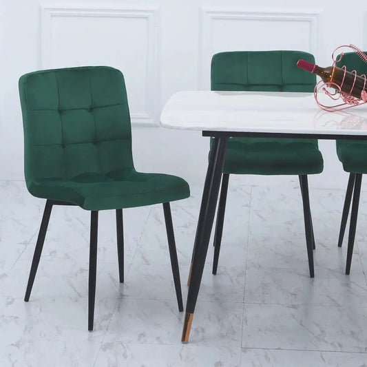 Set of 4 Matte Velvet Padded Dining Chairs Furnish Wise