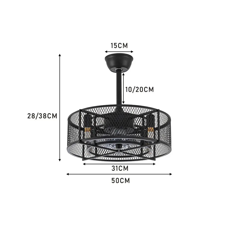 Black Industrial Ceiling Fan with Lights Furnish Wise