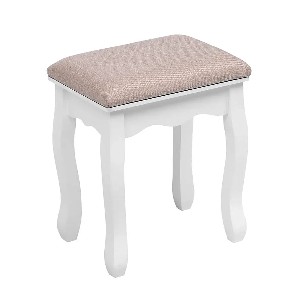 Makeup Vanity Desk Set with LED Lighting, Table & Cushioned Stool Furnish Wise