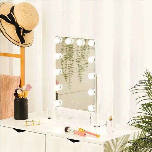 White Hollywood Dimmable Makeup Mirror Furnish Wise