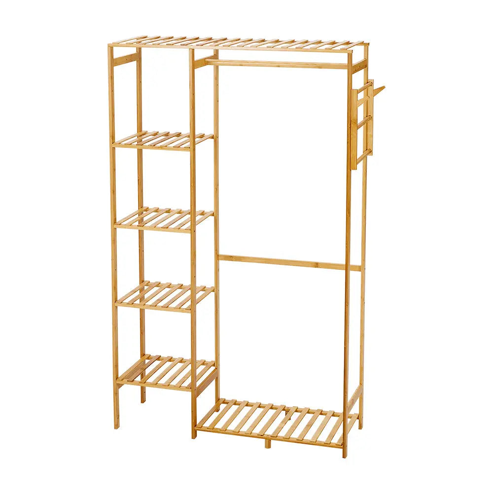 Wooden Clothes Rack with Hooks