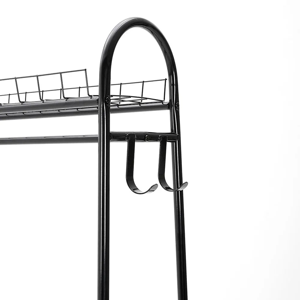 Chic Metal Clothes Rack with Upper and Lower Storage Furnish Wise