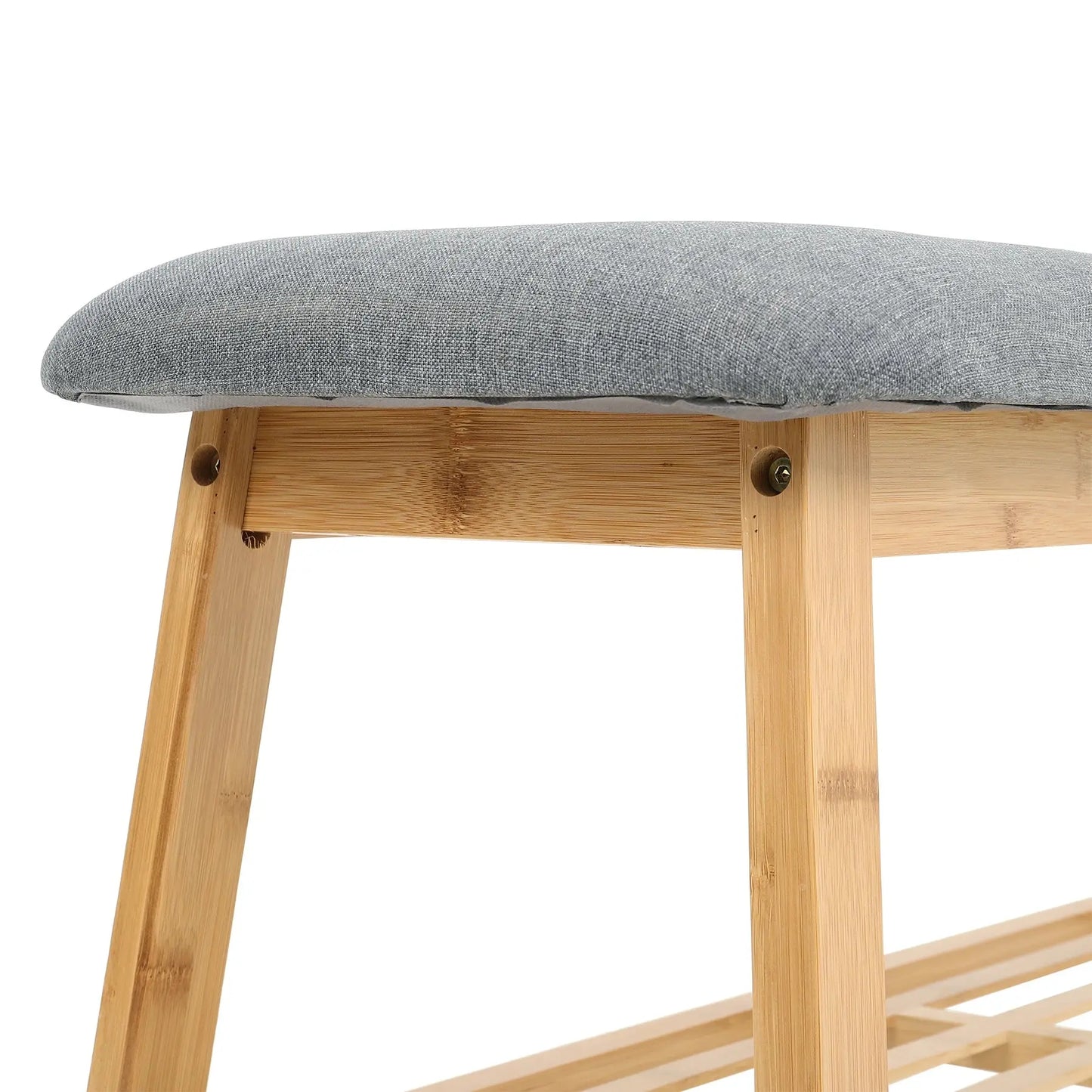 Multi-functional Home Use Bamboo Shoe Changing Stool with Soft Breathable Cushion