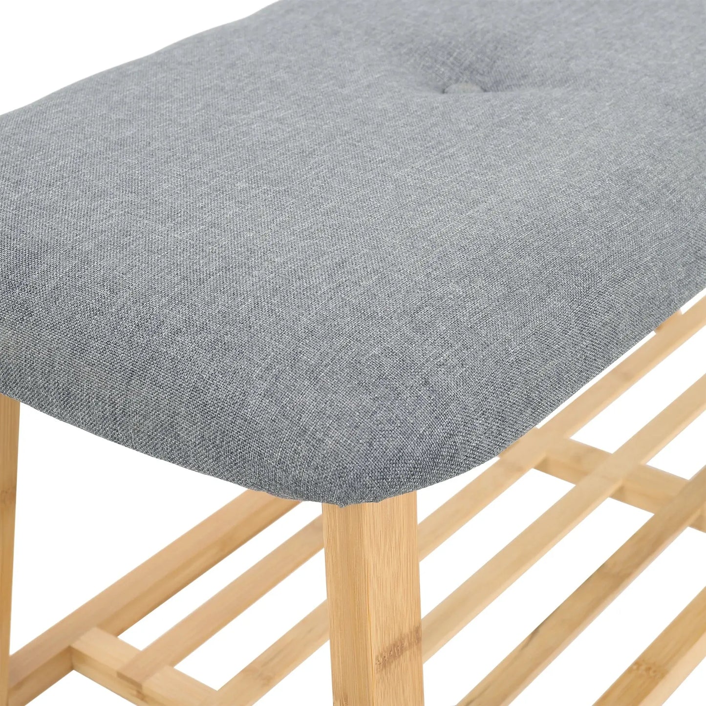 Multi-functional Home Use Bamboo Shoe Changing Stool with Soft Breathable Cushion
