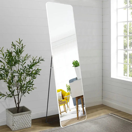Silver White Modern Rectangular Metal Mirror Furnish Wise