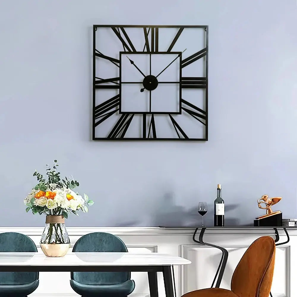 Modern Square Oversized Decorative Metal Wall Clock Furnish Wise