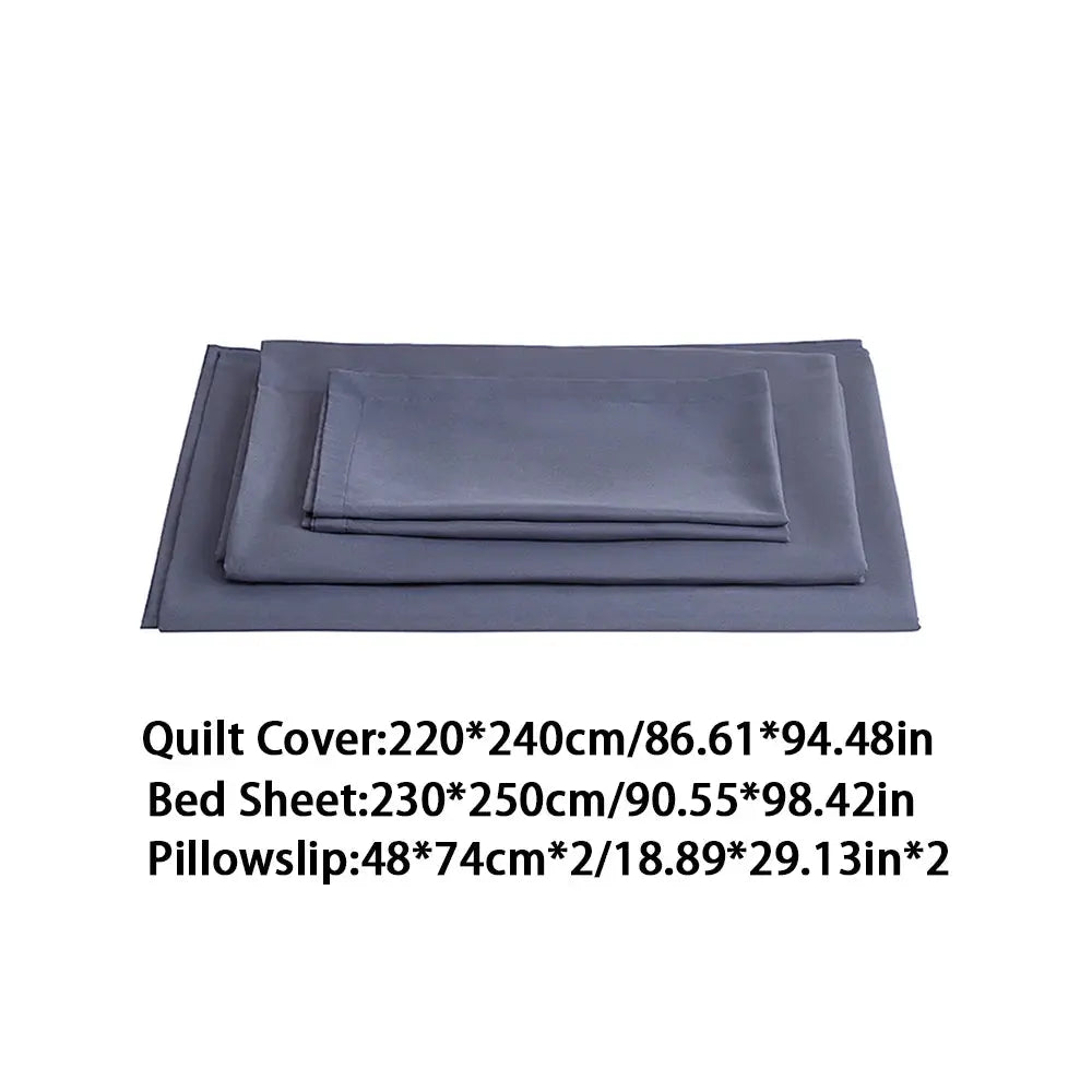 Queen-Bed Polyester Bedding Sheet Set with Duvet Cover & Flat Sheet Pillowcases