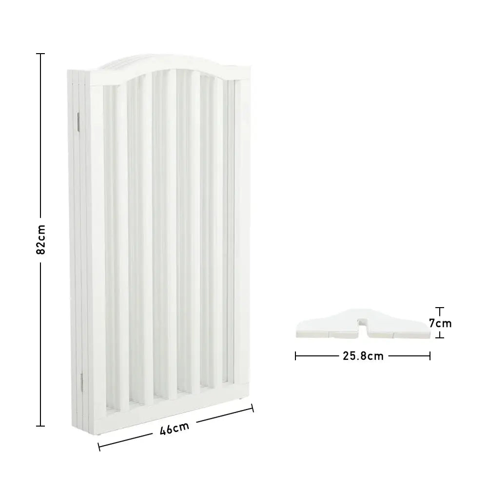 Wood Durable Free Standing Folable Pet Gate Fence, White 4 Panels