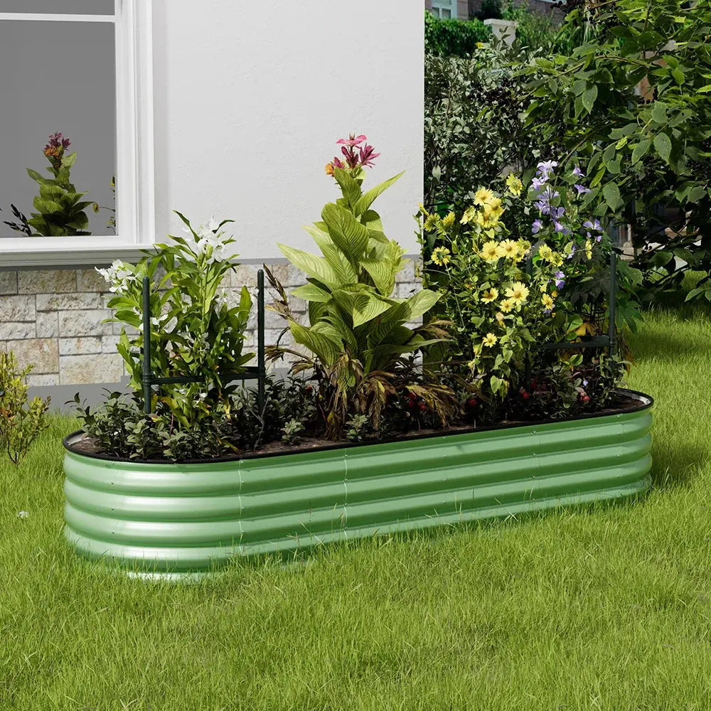 Green Gardens Plan Oval-Shaped Galvanised Steel Raised Garden Bed