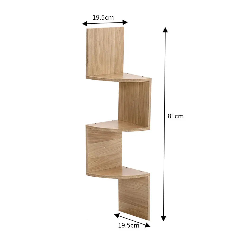 Tiered Wooden Floating Corner Shelf Furnish Wise