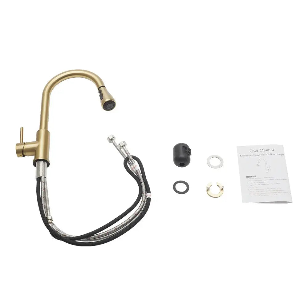 Gold Retractable Commercial Pull out Kitchen Tap Mixer Tap Faucet Furnish Wise