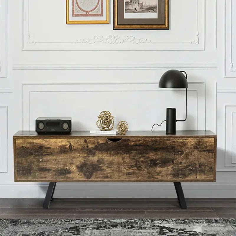 Industrial Wooden Flip Top Storage Bench Furnish Wise