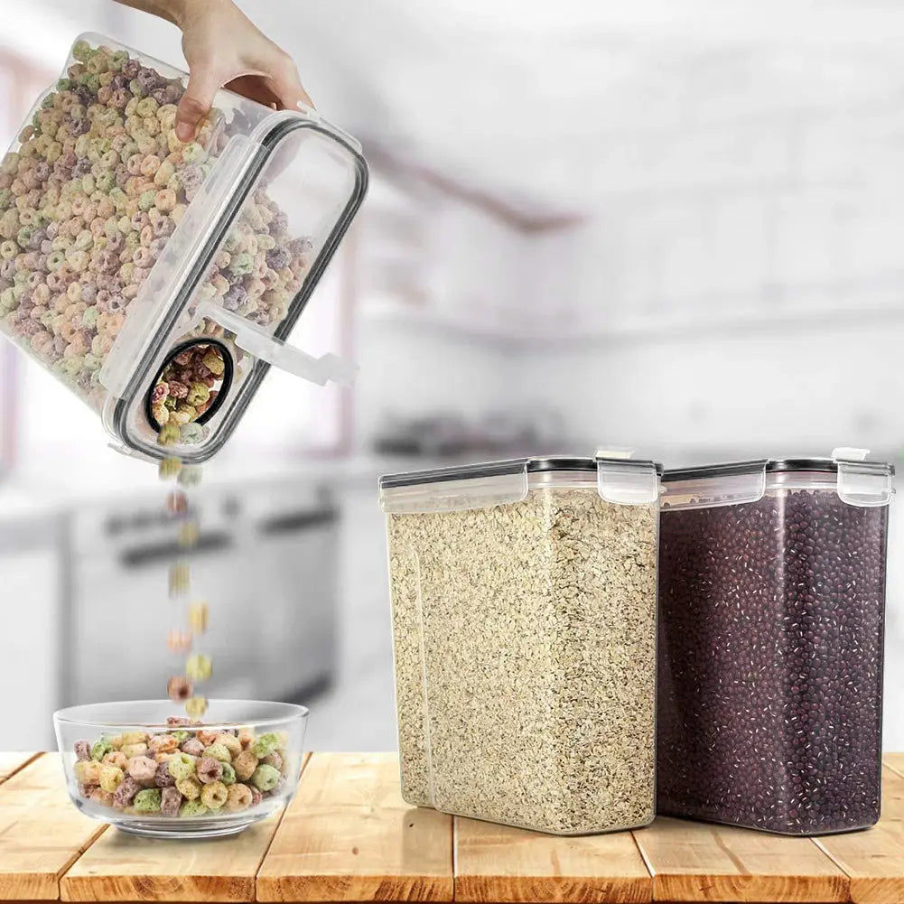 4Pcs 4L Plastic Dry Food Storage Container with Sealed Lid