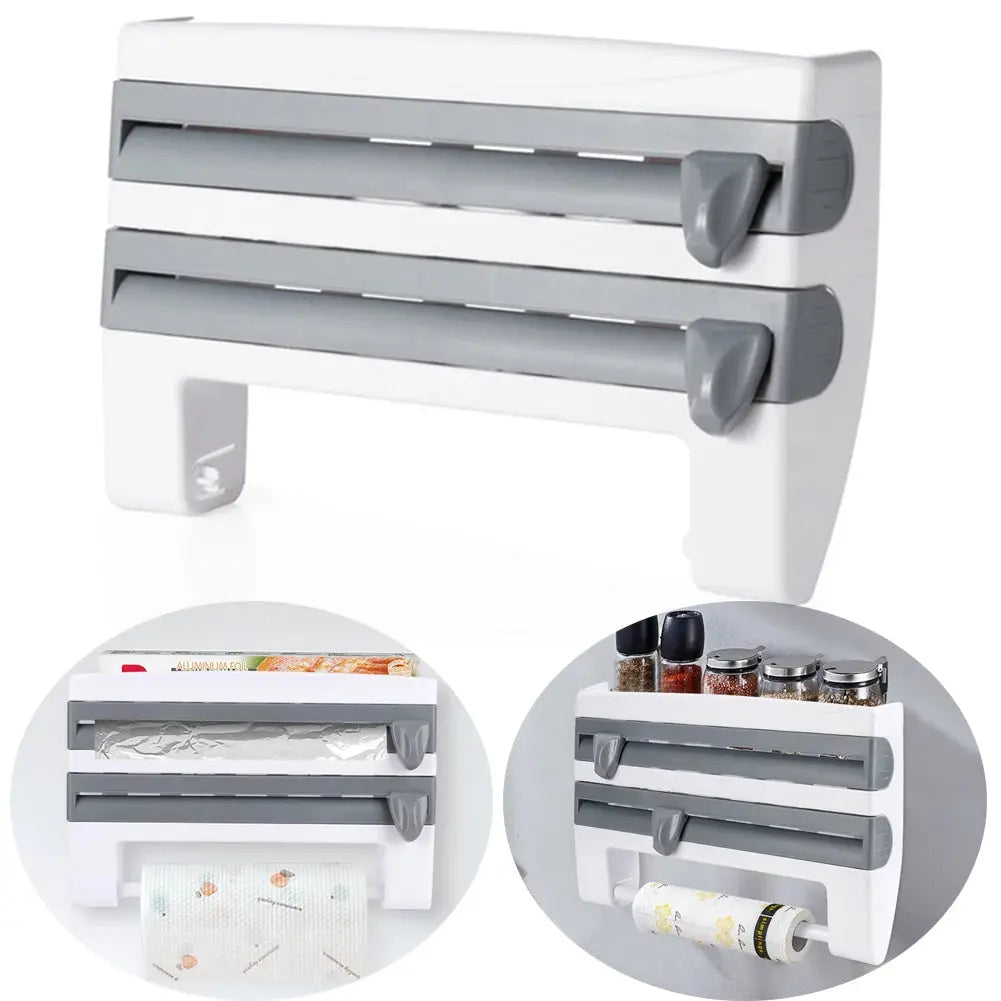 ABS Material Wall Mounted Kitchen Cling Film Dispenser with Cutter Furnish Wise