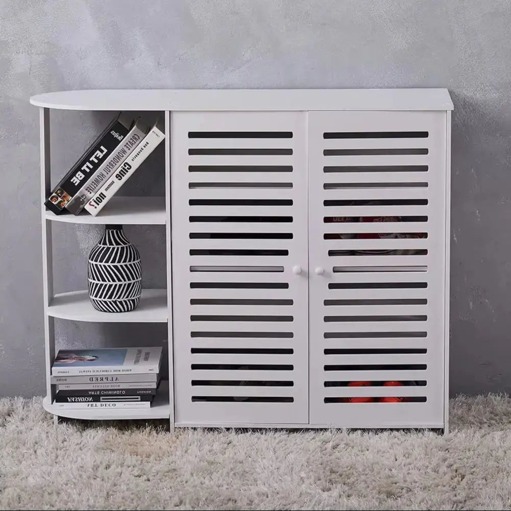 4 Tier Shoes Cabinet with Side Storage Shelf Furnish Wise