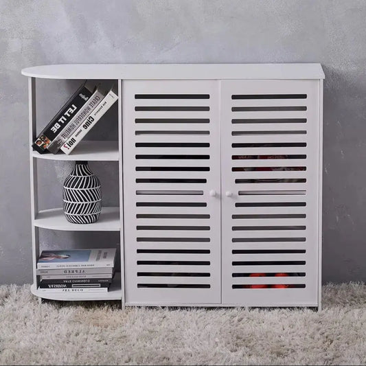 4 Tier Shoes Cabinet with Side Storage Shelf Furnish Wise