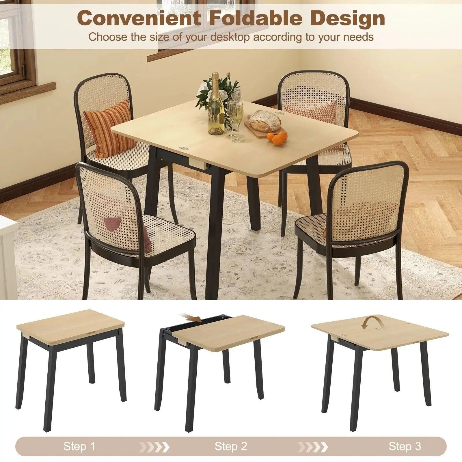 Extendable Folding Table Space-Saving Furnish Wise