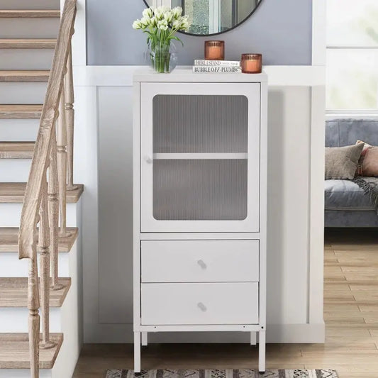 Steel File Cabinet with 2 Drawers and 2 Adjustable Shelves Furnish Wise