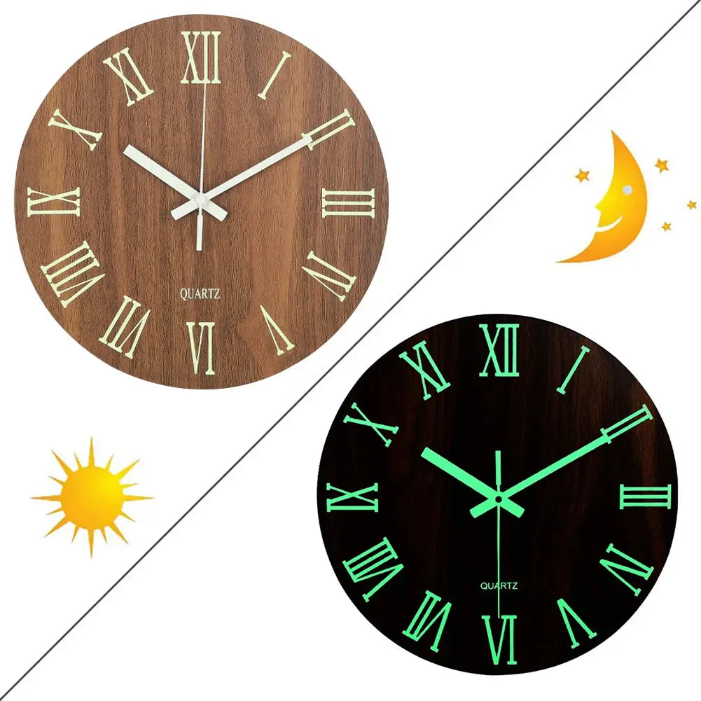 Modern Luminous Wooden Silent Wall Clock Furnish Wise