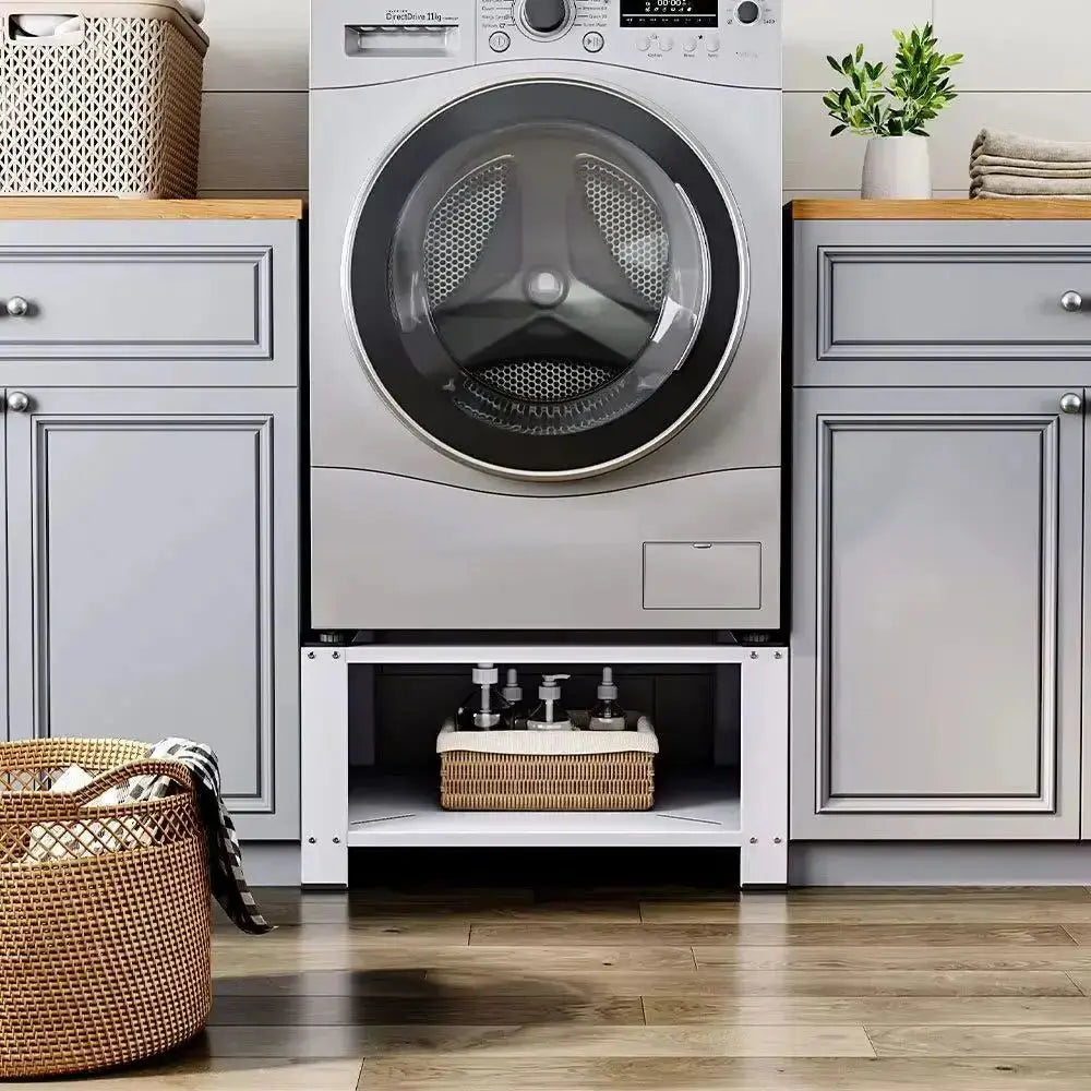 Washing Machine Dryer Pedestal Powerful and Durable, White Furnish Wise