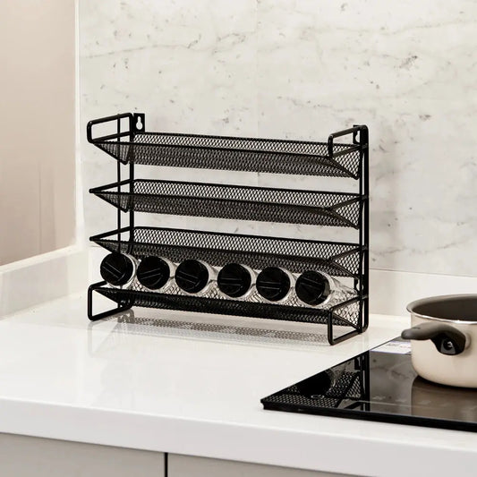 Black 4 Tier Metal Spice Rack Organizer Furnish Wise