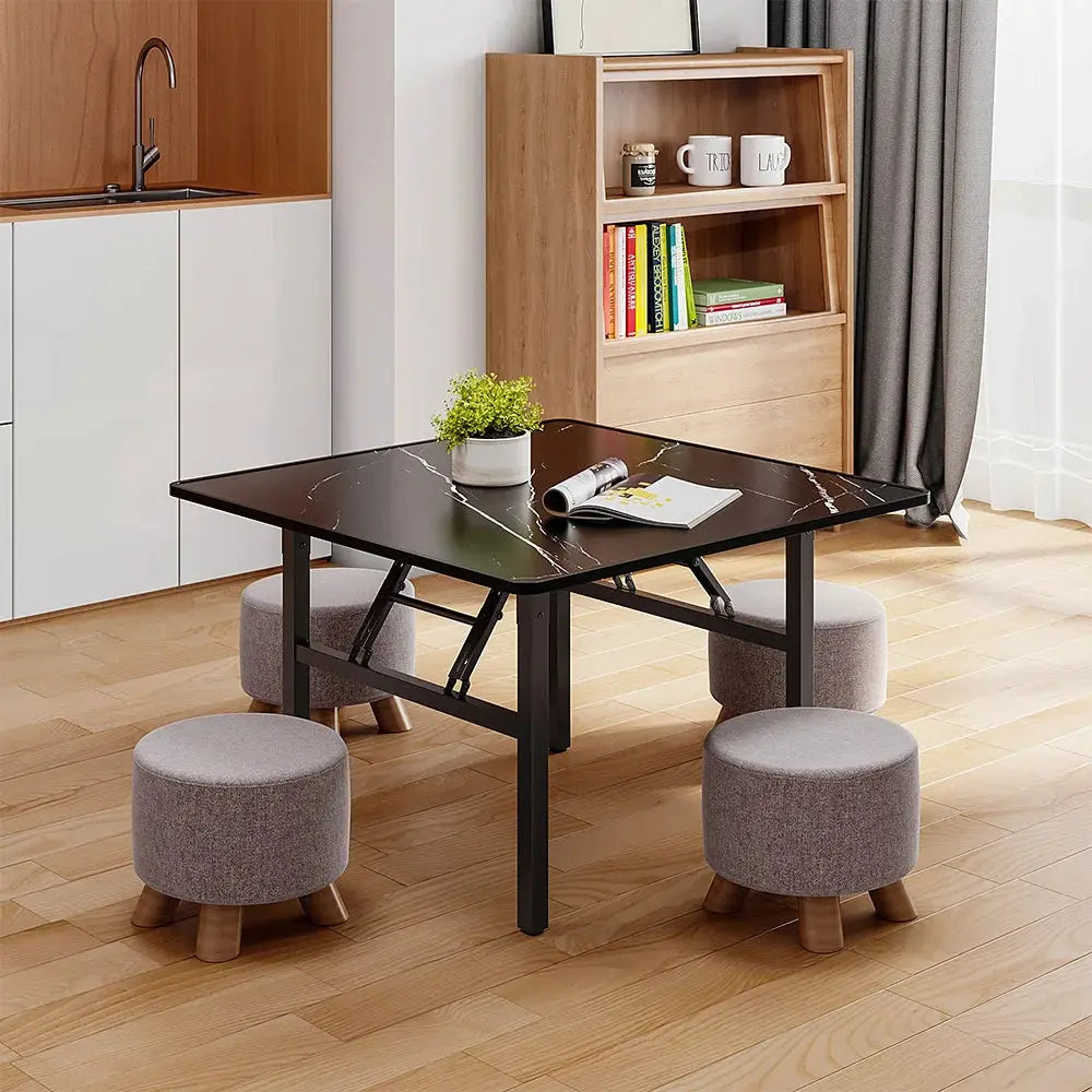 Square Marble Effect 80cm Folding Coffee Table