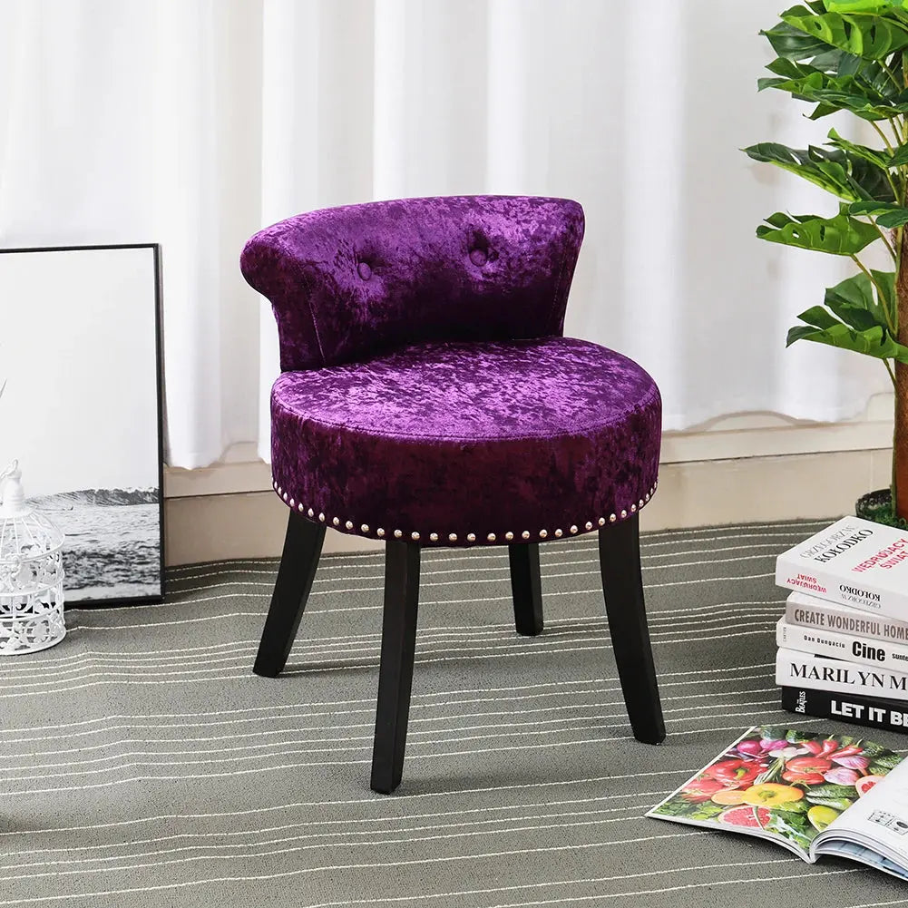 Crushed Velvet Dressing Chair with Studded Edge Furnish Wise