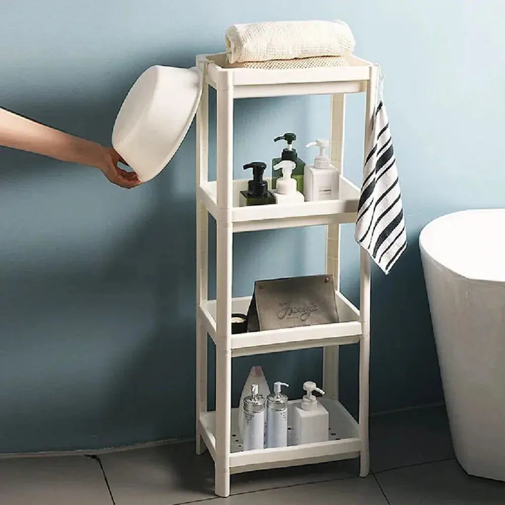 4-Tier Multifunction Plastic Storage Rack for Kitchen or Bathroom