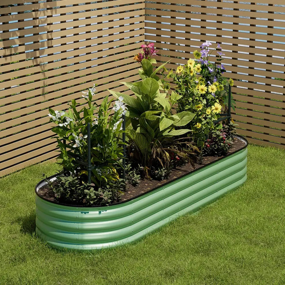 Green Gardens Plan Oval-Shaped Galvanised Steel Raised Garden Bed
