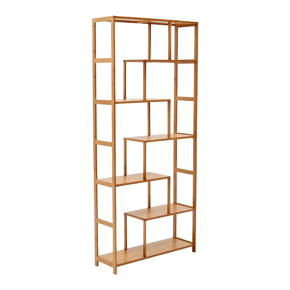 7-Tier Wooden Staggered Bookcase