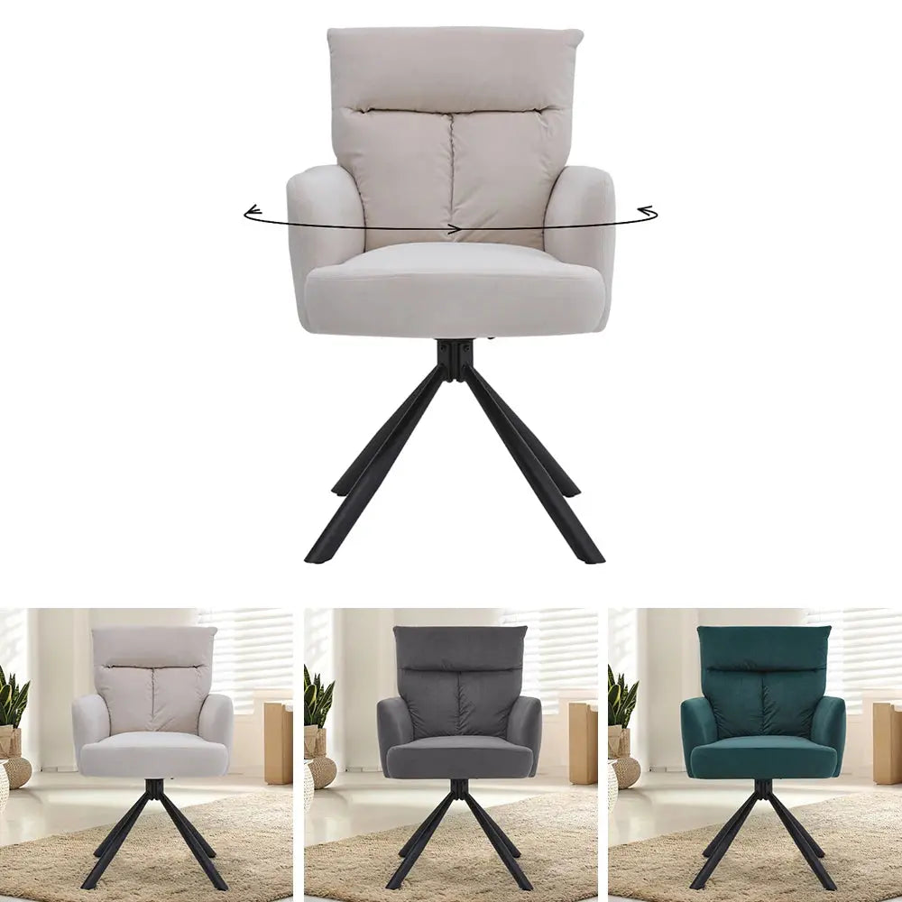 Upholstered Swivel Armchair with Black Legs