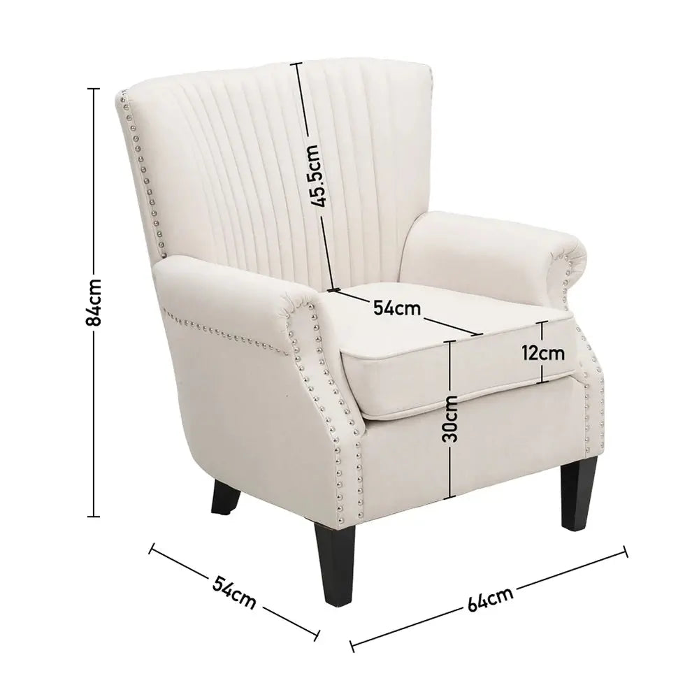 Channel Deep Cushioned Armchair with Nailhead Trim