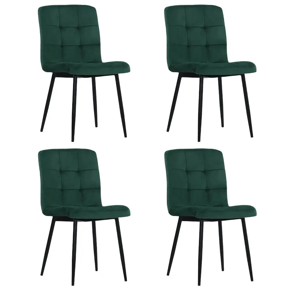 Set of 4 Matte Velvet Padded Dining Chairs Furnish Wise