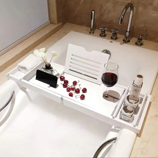 Bamboo Wood Bathtub Tray with Tablet Holder