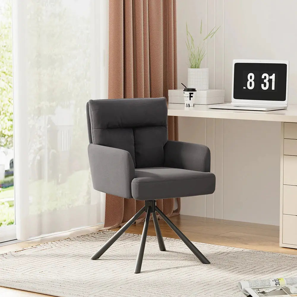 Upholstered Swivel Armchair with Black Legs