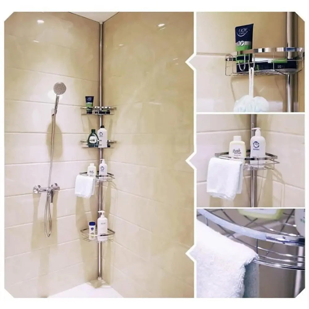 4 Tier Telescopic Bathroom Corner Shelf Shower Organizer Caddy