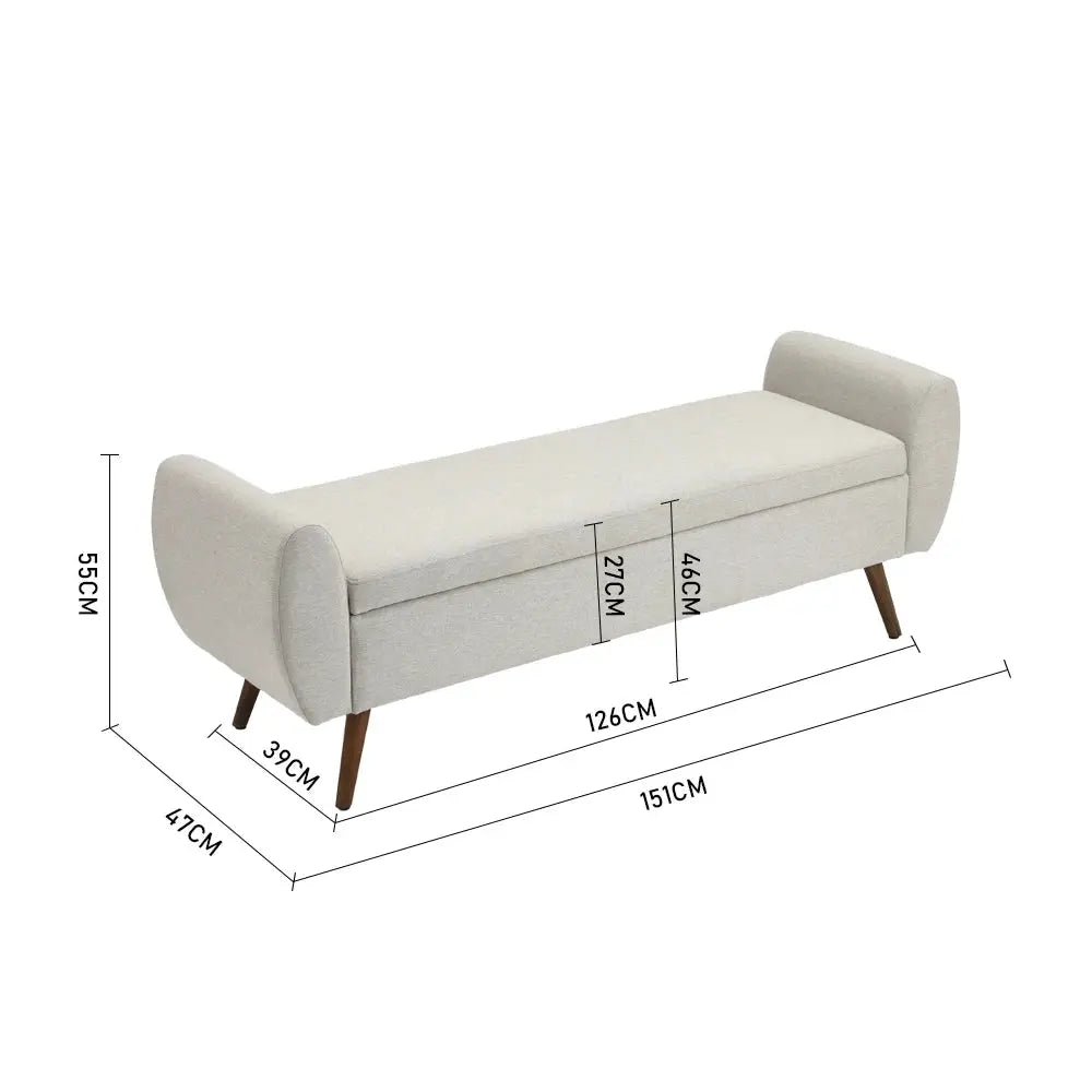 Linen Upholstered Modern Comfortable Multifunctional Storage Bench Furnish Wise