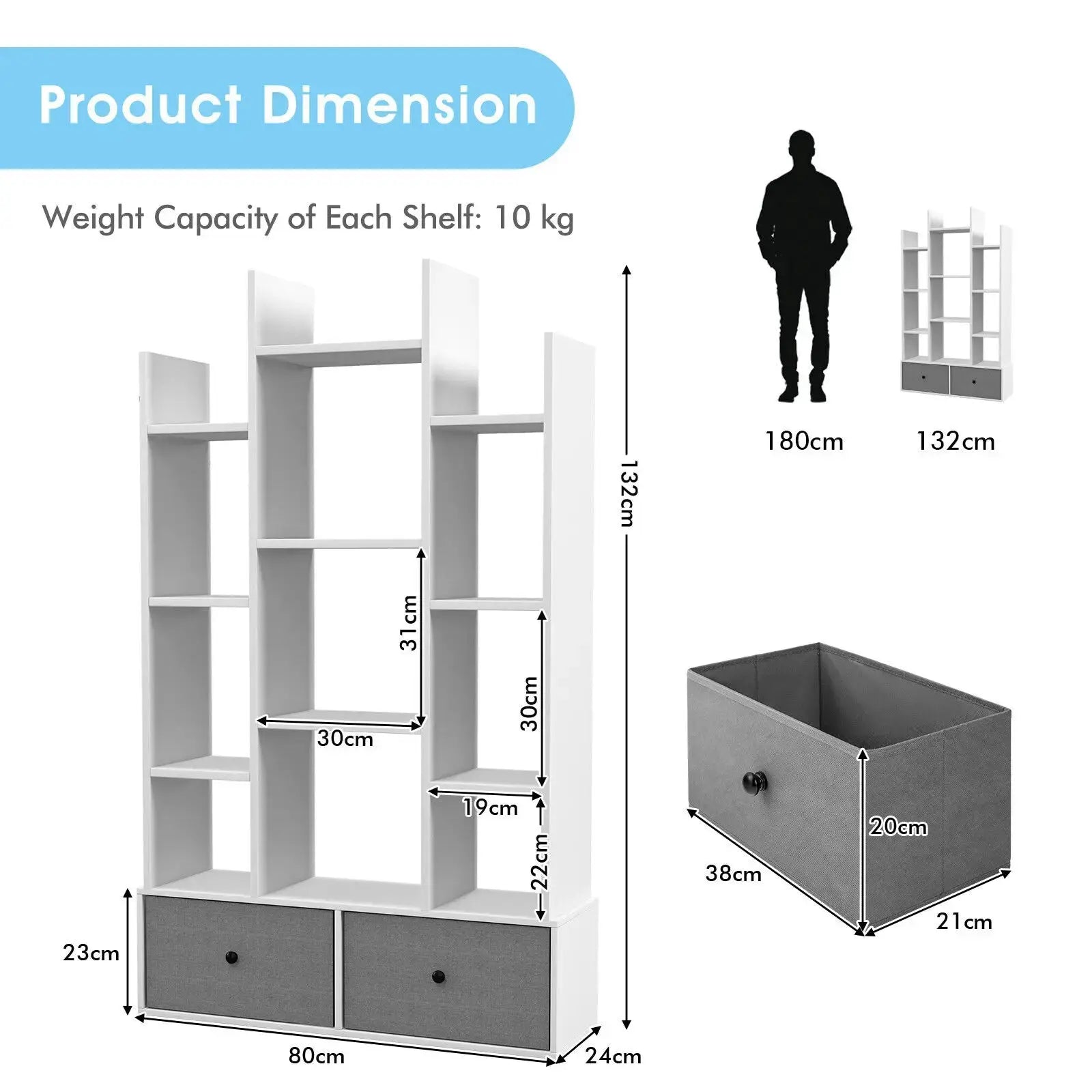 Open-Back Wooden Bookcase Display Furnish Wise