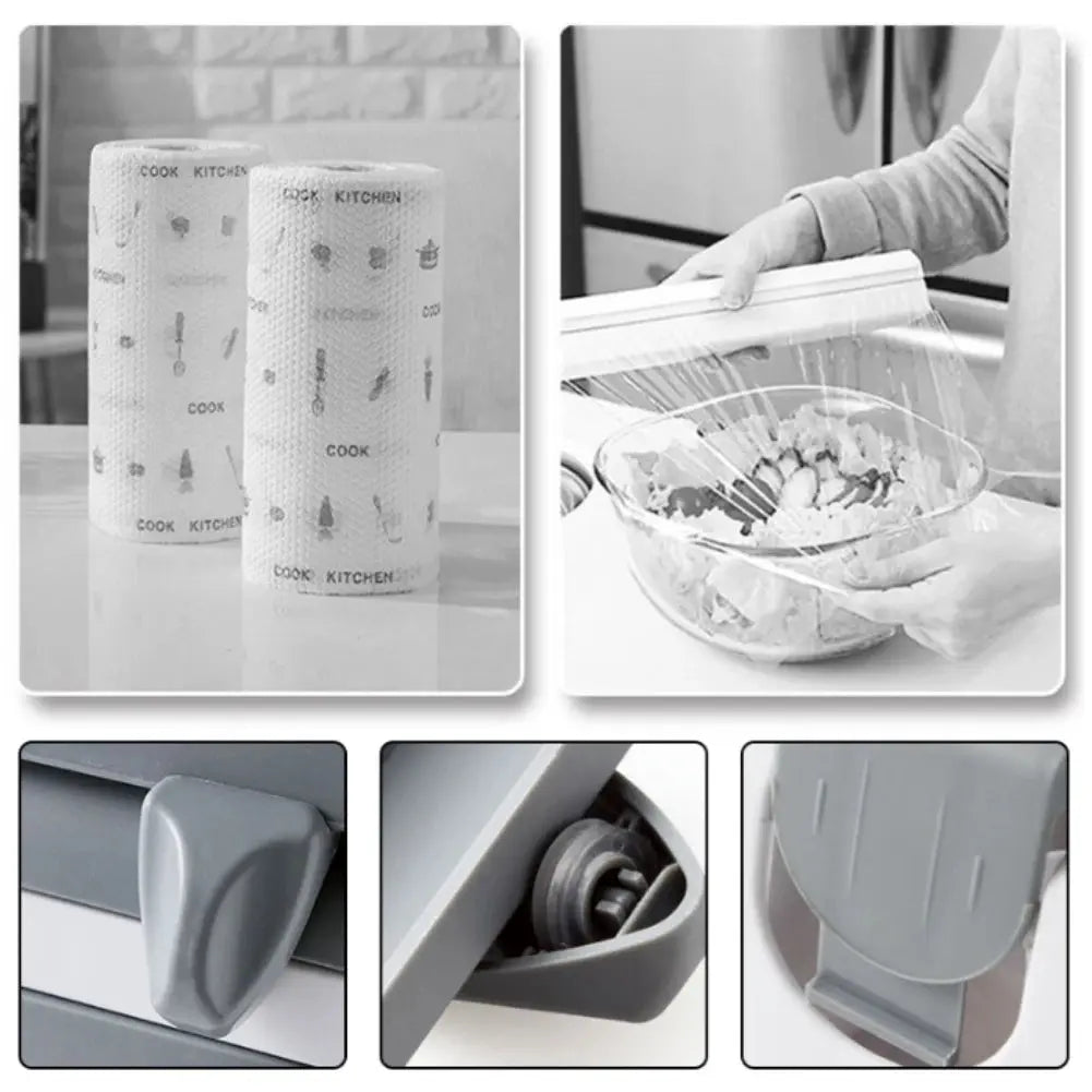 ABS Material Wall Mounted Kitchen Cling Film Dispenser with Cutter Furnish Wise