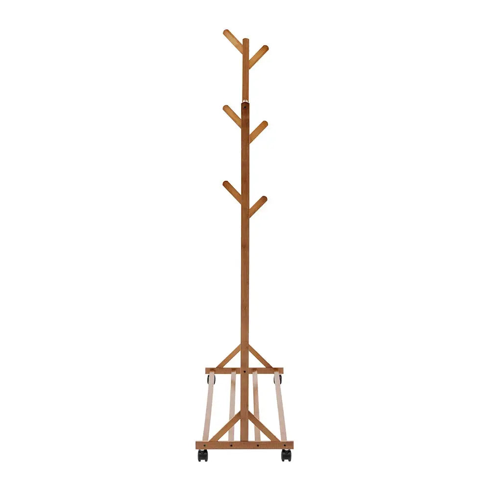 Bamboo Garment Hat Rack with Wheels