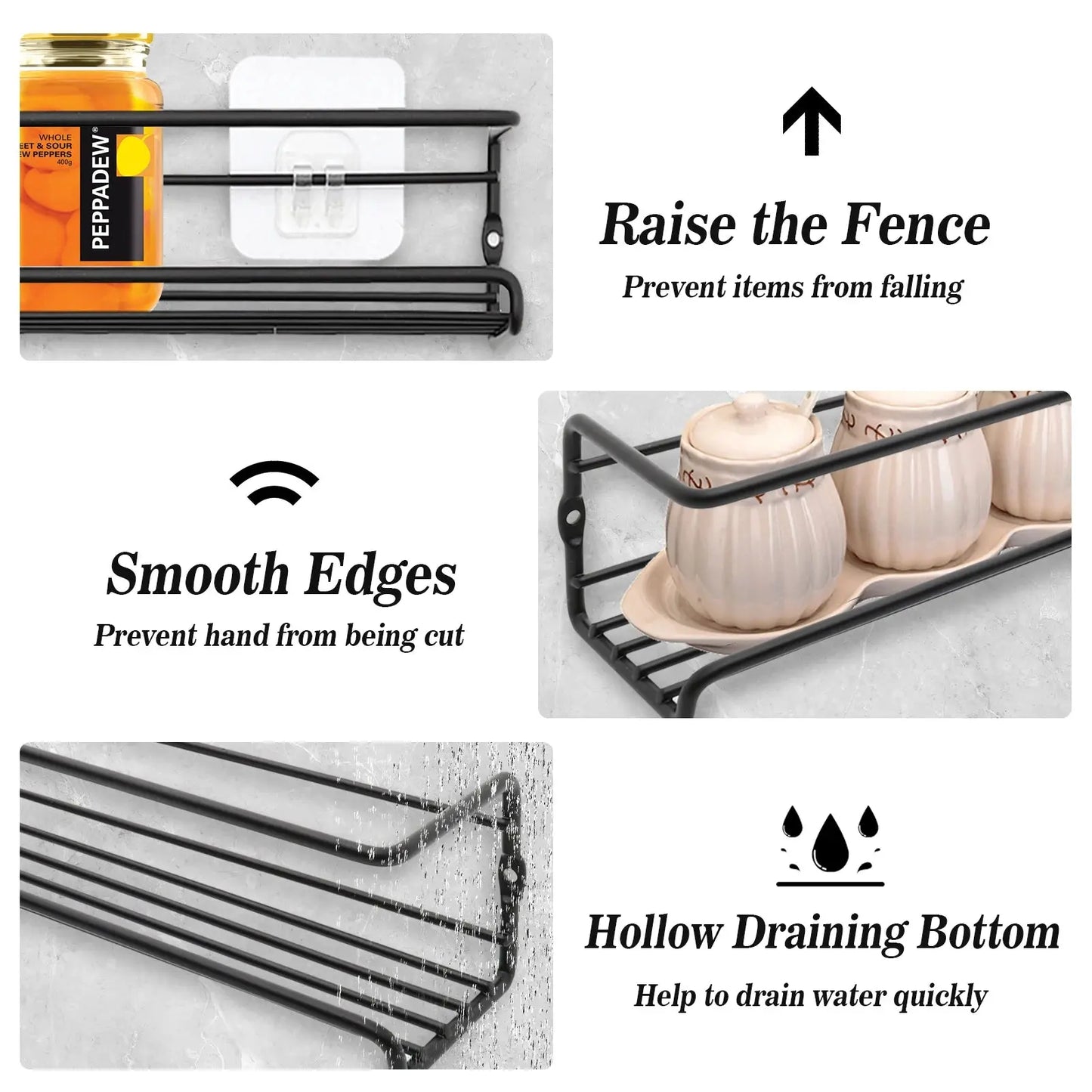 Set of 4 Wall-Mounted Spice Racks