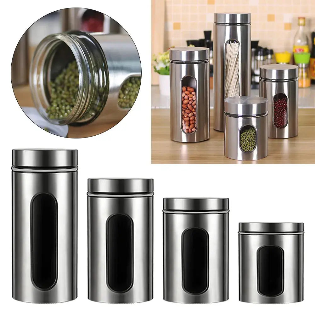 Set of 4 Stainless Steel Food Storage Containers