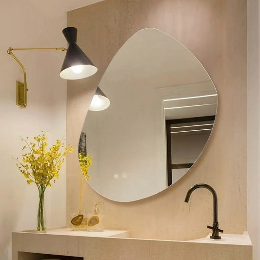 Modern Frameless Irregular LED Wall Mirror with Anti-fog Film Furnish Wise