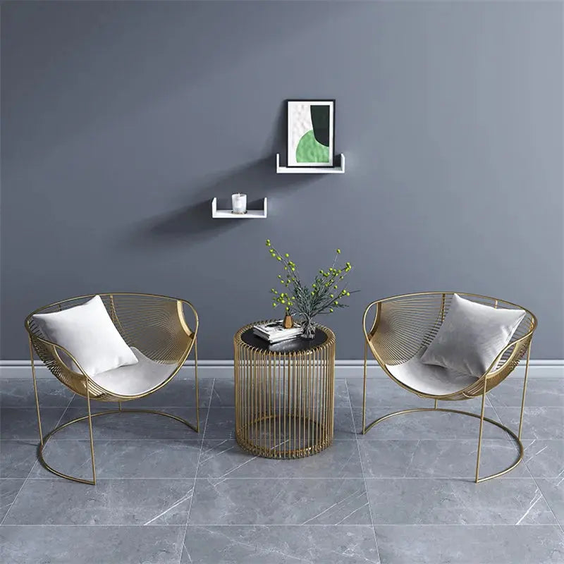 Creative Hollow Out Golden Luxury Armchair Furnish Wise