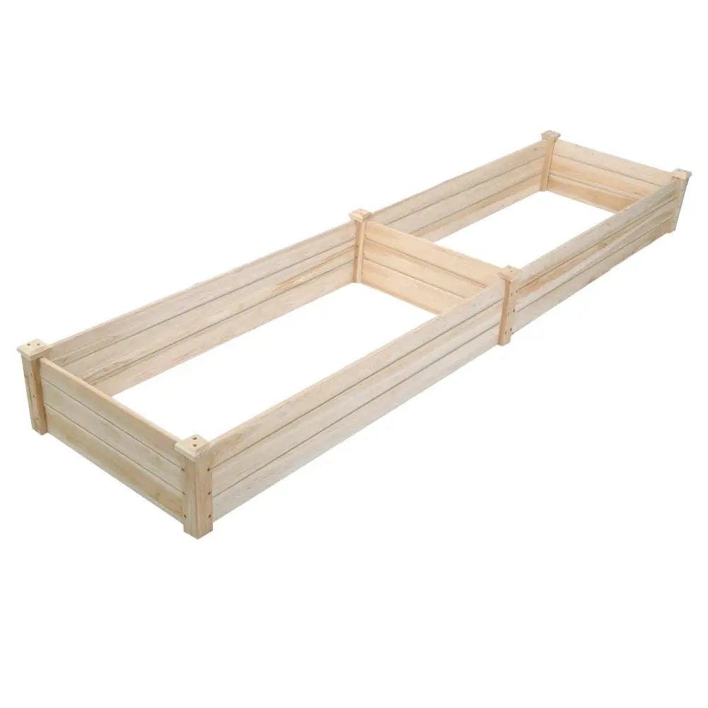 Solid Wood Raised Garden Bed with 2 Compartments